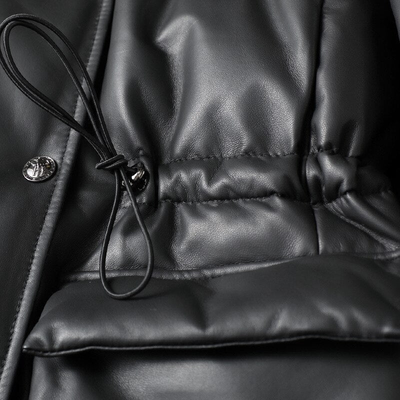 New Medium Long Leather Down Winter Mink Wool Collar