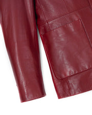 Red Pattern Patched Two Button Goatskin Leather Blazer Coat