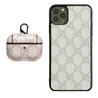 WHITE GG INSPIRED IPHONE & AIRPOD PRO CASE