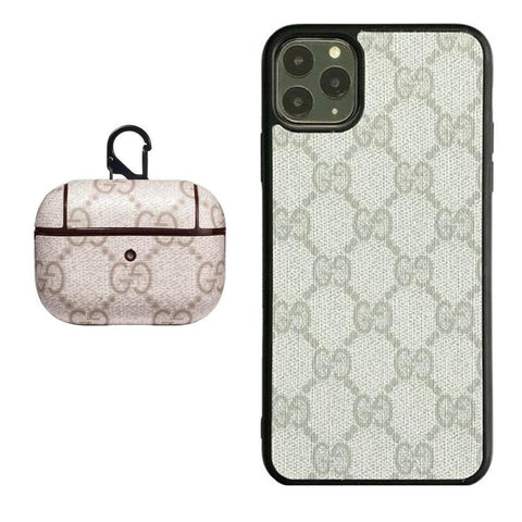 WHITE GG INSPIRED IPHONE & AIRPOD PRO CASE