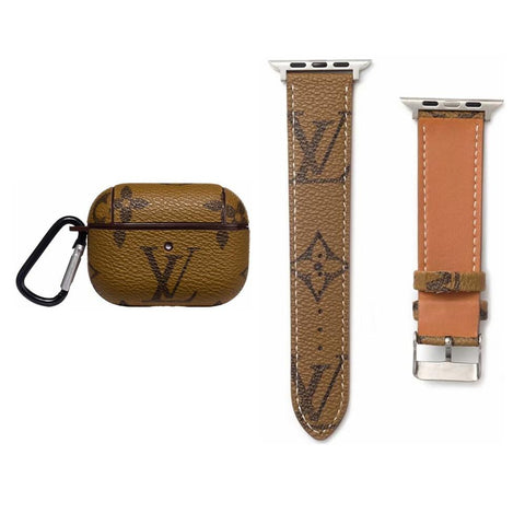 LV CLASSIC DAMIER EBENE INSPIRED AIRPODS PRO CASE & WATCH BAND