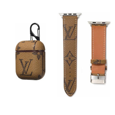 BROWN LV CLASSIC DAMIER EBENE INSPIRED AIRPODS 1/2 & WATCH BAND