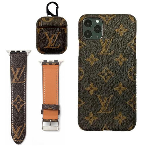 BROWN LV MONOGRAM INSPIRED IPHONE, AIRPOD 1/2 & WATCH BAND