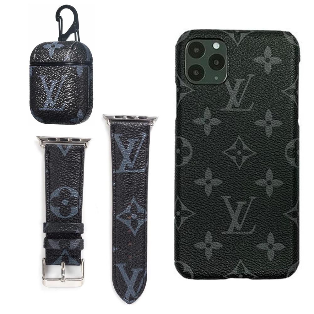 BLACK LV MONOGRAM INSPIRED IPHONE, AIRPOD 1/2 & WATCH BAND