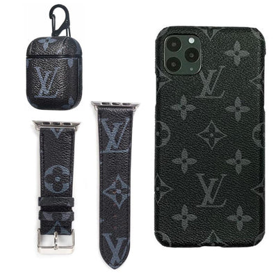 BLACK LV MONOGRAM INSPIRED IPHONE, AIRPOD 1/2 & WATCH BAND