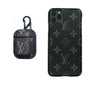 BLACK LV MONOGRAM INSPIRED IPHONE & AIRPOD 1/2 CASE