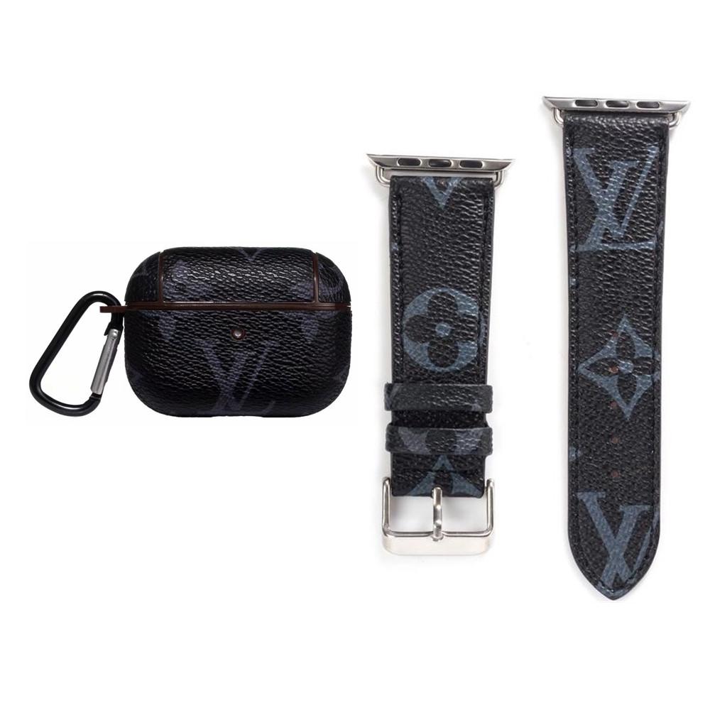 BLACK LV MONOGRAM INSPIRED AIRPODS PRO & WATCH BAND