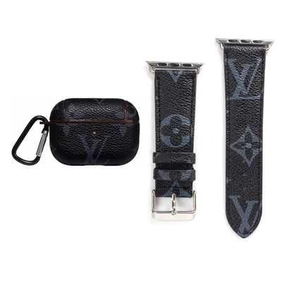 BLACK LV MONOGRAM INSPIRED AIRPODS PRO & WATCH BAND