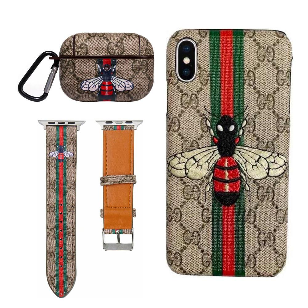BROWN GG INSPIRED IPHONE CASE, AIRPOD PRO & WATCH BAND