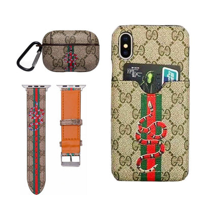 BROWN GG INSPIRED IPHONE CASE, AIRPOD PRO & WATCH BAND