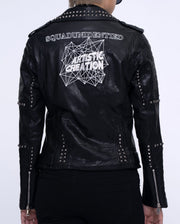 Woman's Studded Rivet Motorcycle Punk Leather Jacket