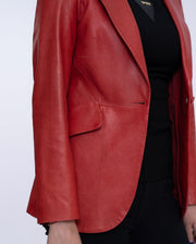 Vintage Designed Leather Blazer Red