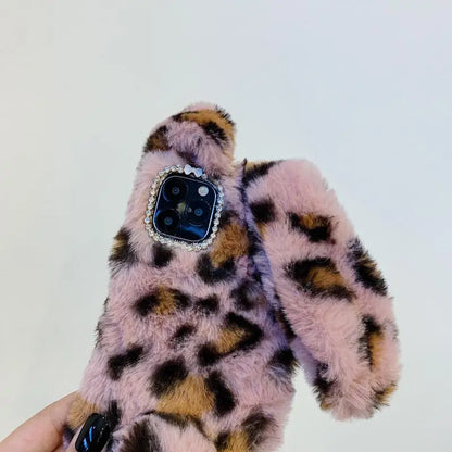 Leopard rabbit plush phone case for iphone lbcase