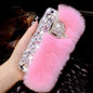 Rhinestone plush phone case For samsung lbcase