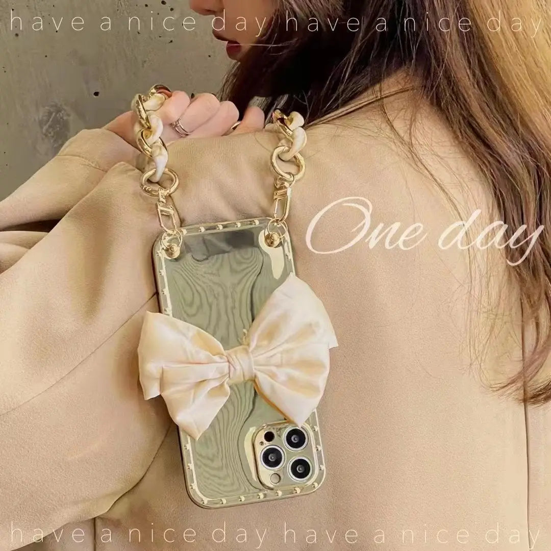Luxury bow Carry chain phone case For iphone lbcase