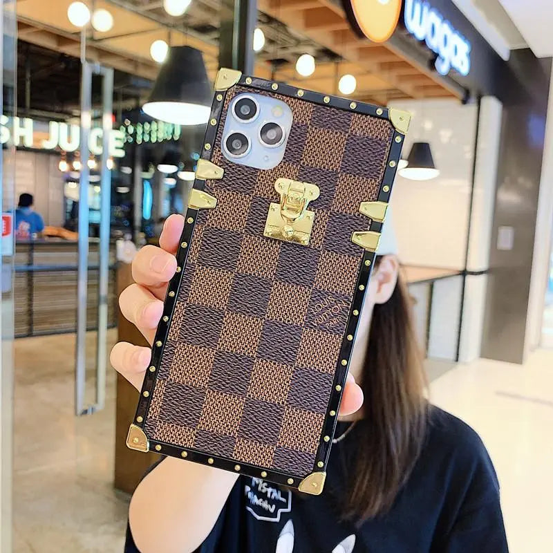 Checkered Slanted back lanyard phone case for iphone lbcase
