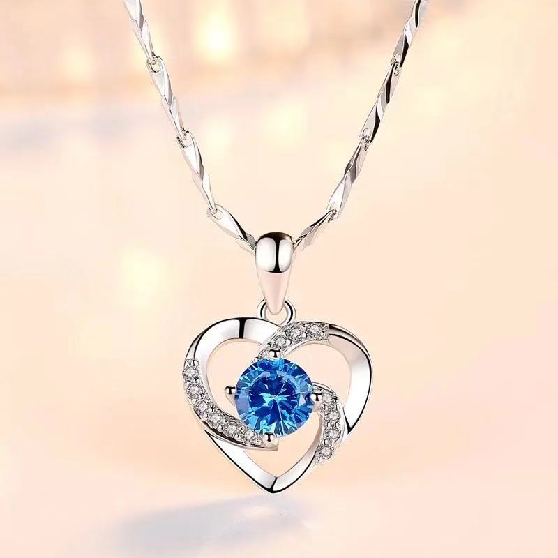 95 sterling silver necklace female ins clavicle pendant lbcase