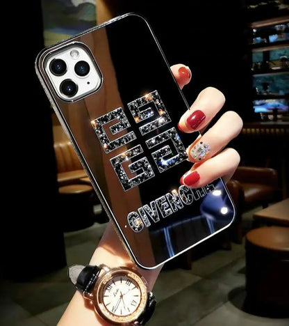 Sparkling side Diamond makeup mirror phone case lbcase