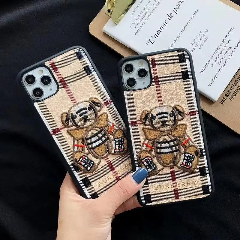 Embroidered bear phone case lbcase