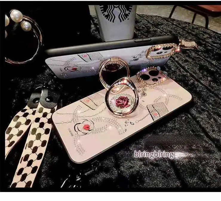 Rose rhinestone phone case For iphone lbcase