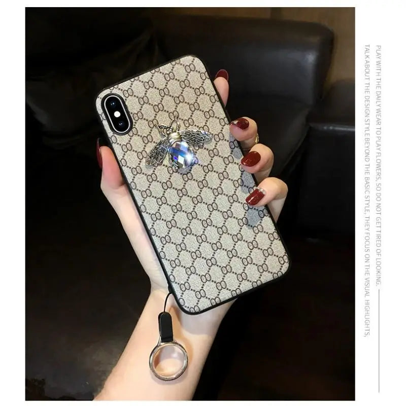 Rhinestone bee lanyard phone case lbcase