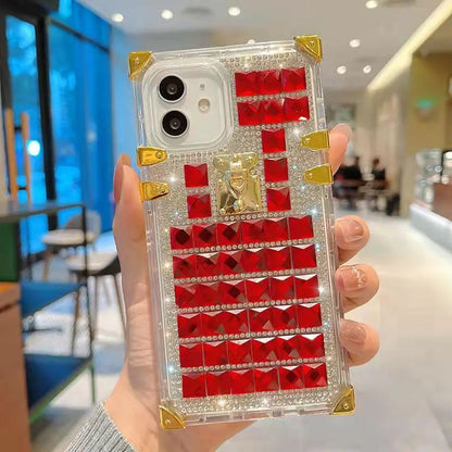 Luxury square Rhinestone transparent phone case for iphone lbcase