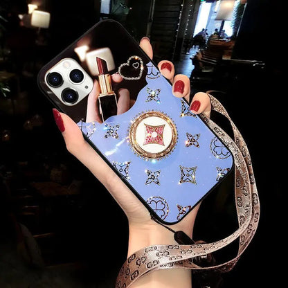 Blue Rhinestones Mirror Case lbcase