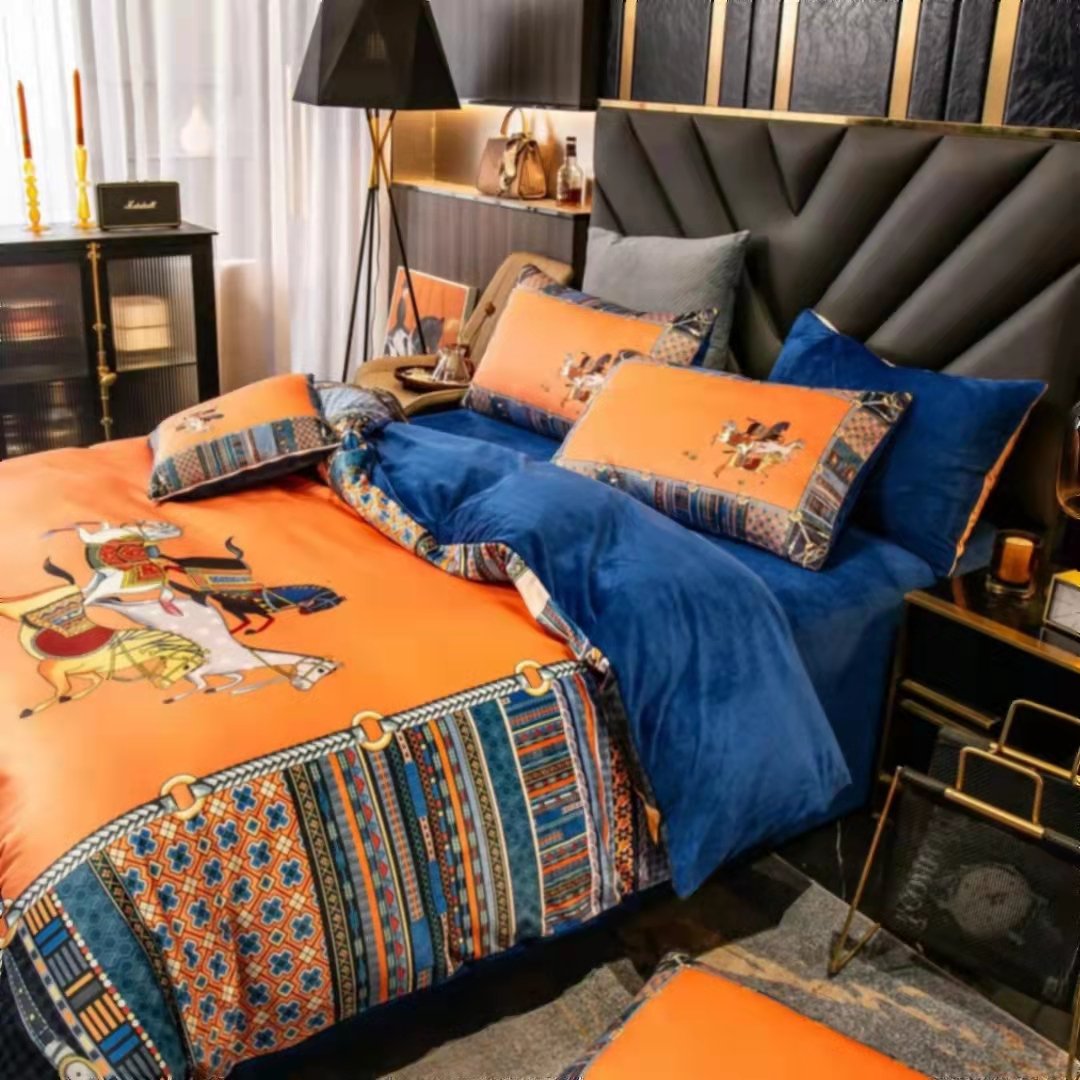 Luxury Coral fleece milk fleece four-piece bedding lbcase