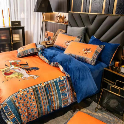 Luxury Coral fleece milk fleece four-piece bedding lbcase