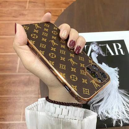 New luxury leather electroplating phone case For iphone lbcase