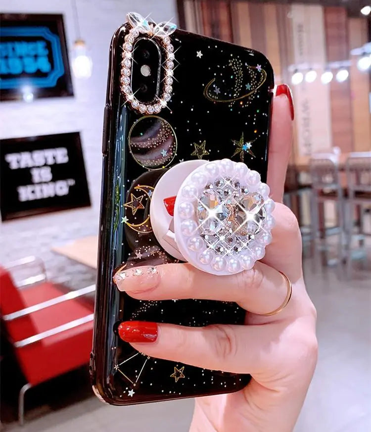 Gold Foil Rhinestone Stand Phone Case lbcase