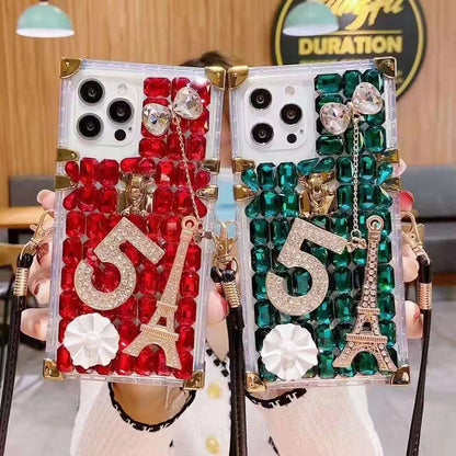 Diamond-studded square phone case lbcase