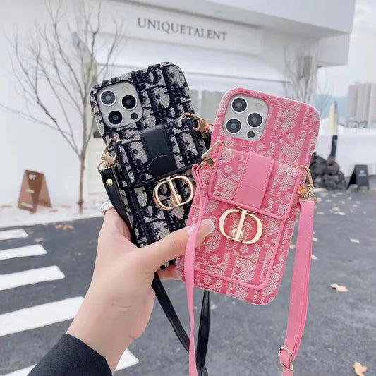 High-quality embroidered leather card crossbody phone case lbcase