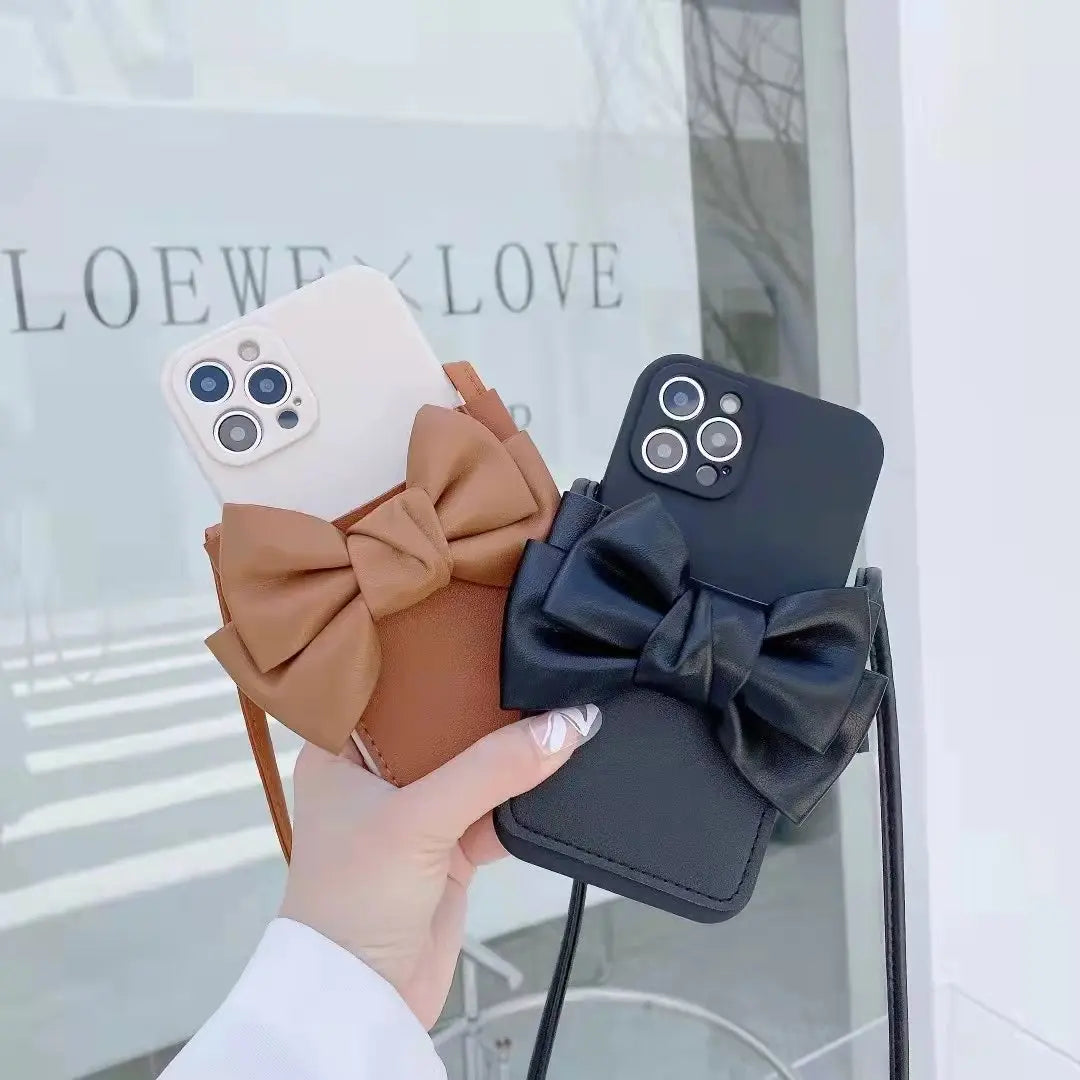 Bowknot card case Crossbody phone case For iphone lbcase