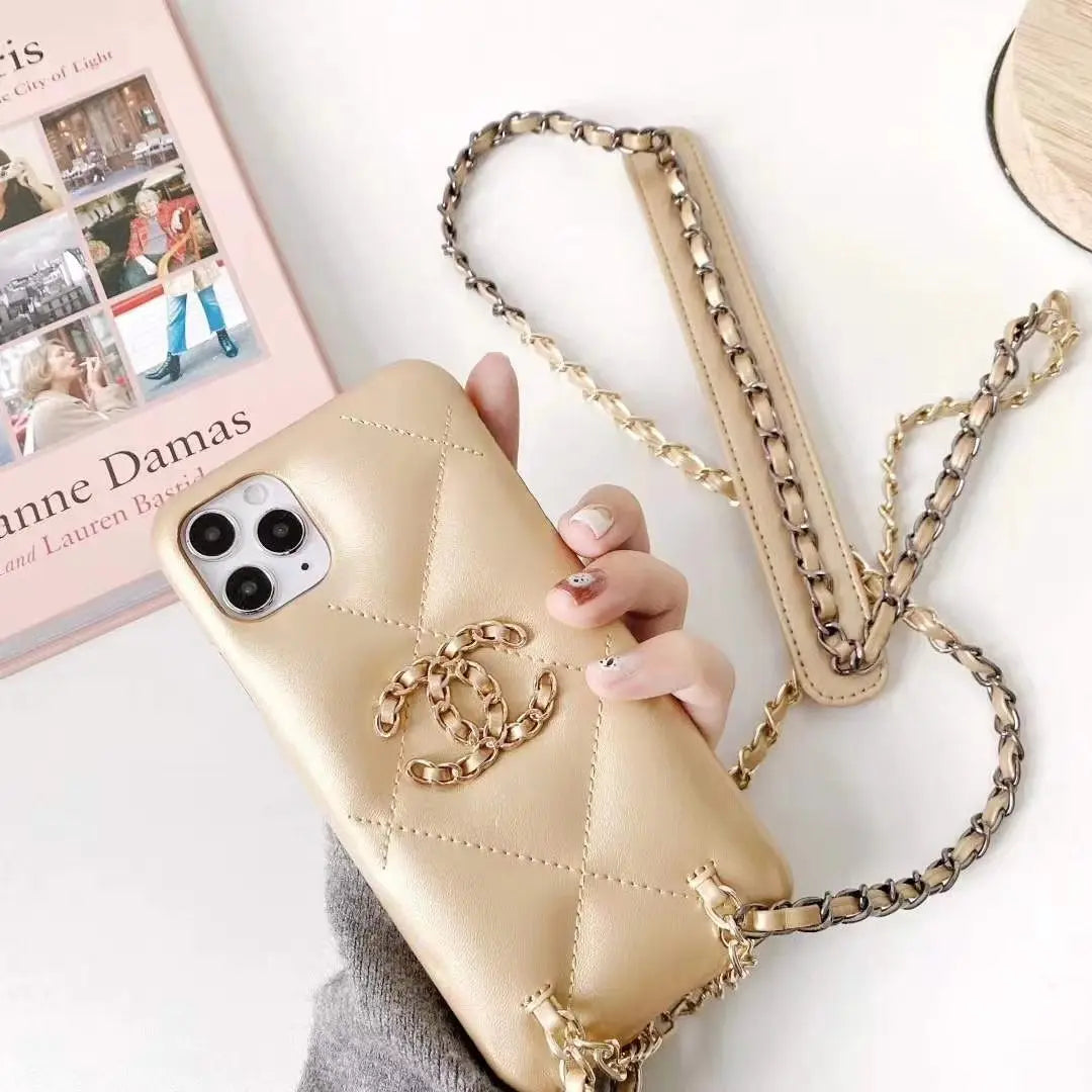 Luxury leather crossbody chain phone case lbcase