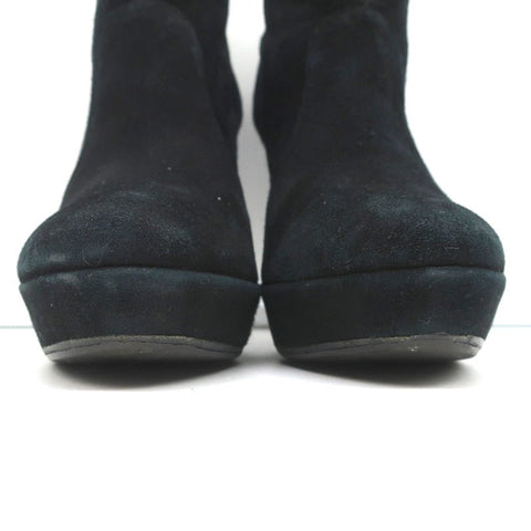 Alexandre Birman Platform Ankle Boots Black Suede Size 7 High Heel Booties