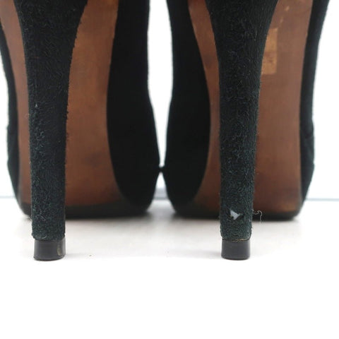 Alexandre Birman Platform Ankle Boots Black Suede Size 7 High Heel Booties