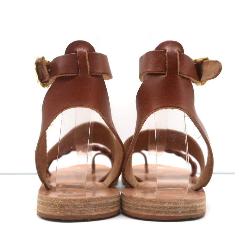 Ancient Greek Sandals Agni Ankle Strap Sandals Brown Braided Leather Size 38