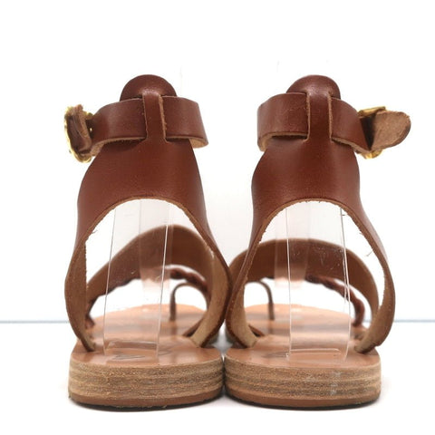 Ancient Greek Sandals Agni Ankle Strap Sandals Brown Braided Leather Size 38
