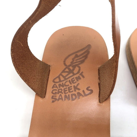 Ancient Greek Sandals Agni Ankle Strap Sandals Brown Braided Leather Size 38