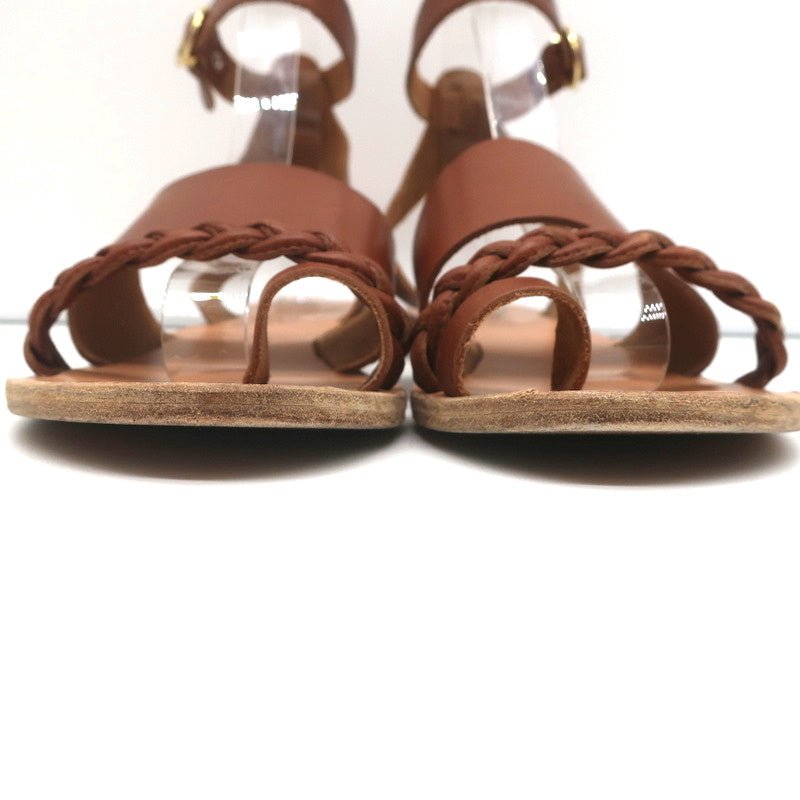 Ancient Greek Sandals Agni Ankle Strap Sandals Brown Braided Leather Size 38