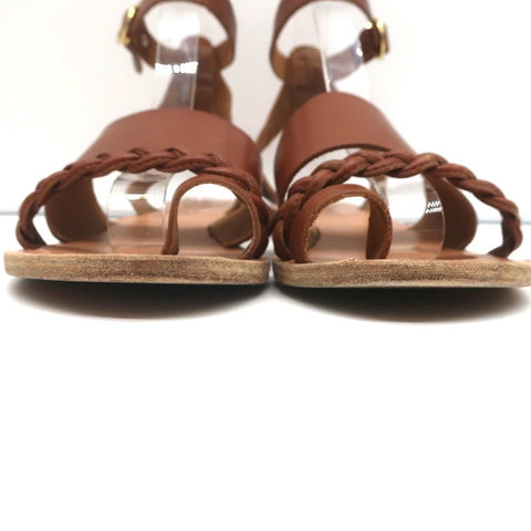 Ancient Greek Sandals Agni Ankle Strap Sandals Brown Braided Leather Size 38