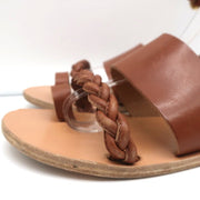 Ancient Greek Sandals Agni Ankle Strap Sandals Brown Braided Leather Size 38