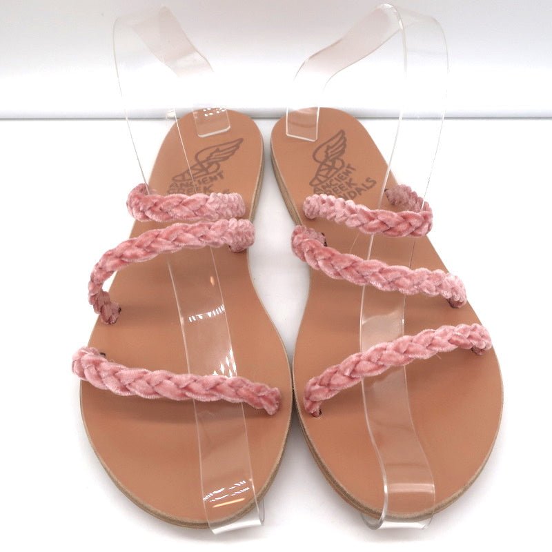 Ancient Greek Sandals Alkmini Slides Dusty Pink Braided Velvet Size 38 NEW