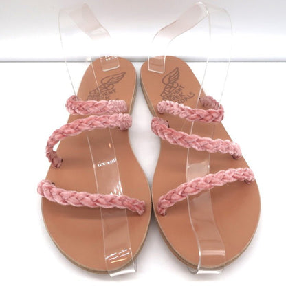 Ancient Greek Sandals Alkmini Slides Dusty Pink Braided Velvet Size 38 NEW