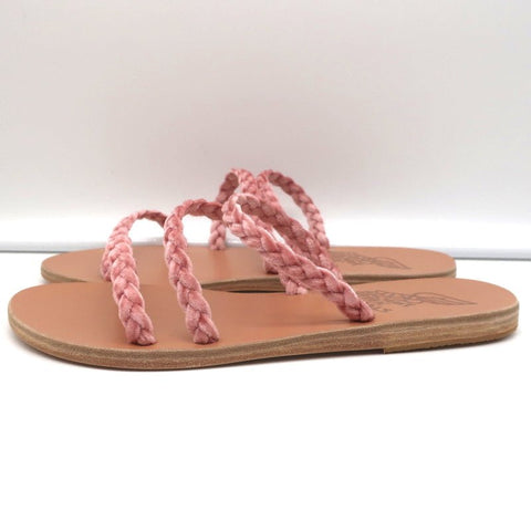 Ancient Greek Sandals Alkmini Slides Dusty Pink Braided Velvet Size 38 NEW
