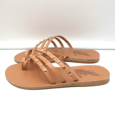 Ancient Greek Sandals Apli Amalia Nails Slide Sandals Beige Leather Size 38 NEW