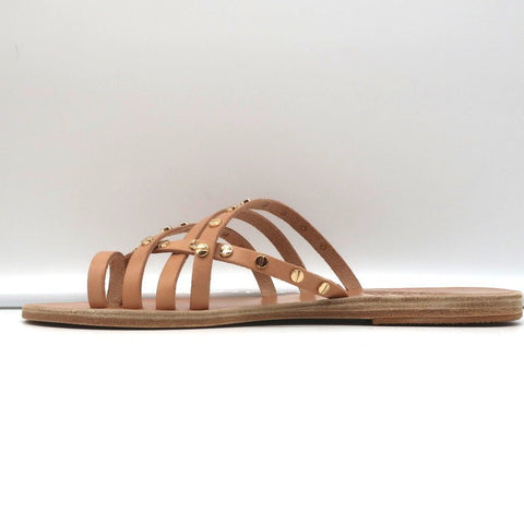 Ancient Greek Sandals Apli Amalia Nails Slide Sandals Beige Leather Size 38 NEW