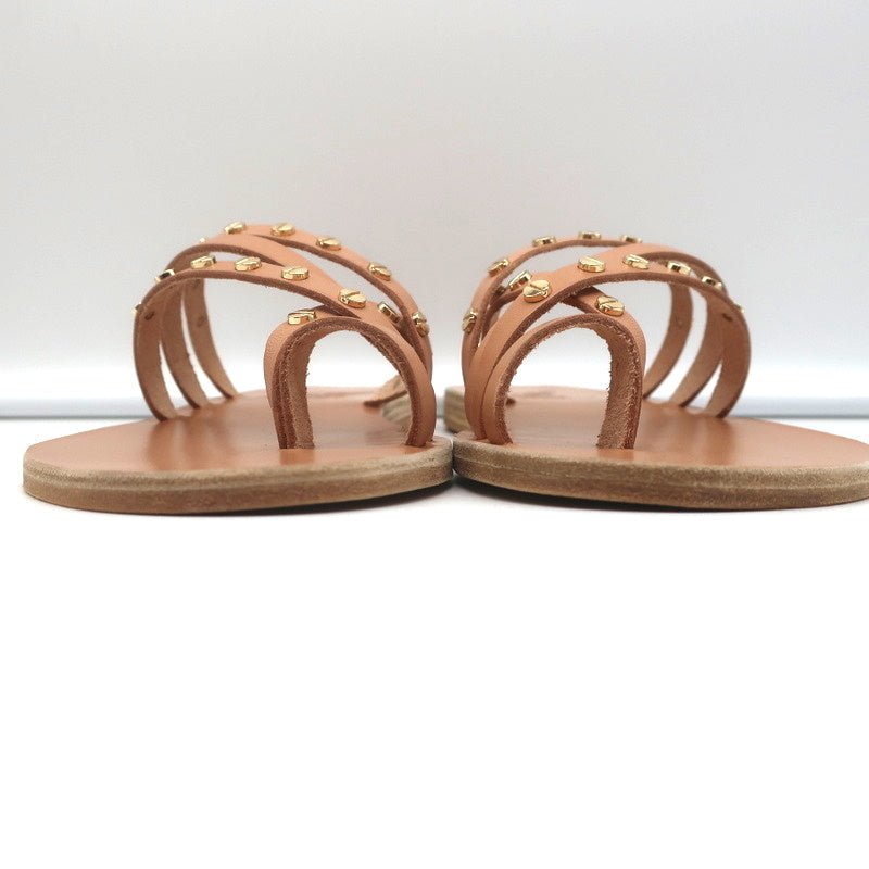 Ancient Greek Sandals Apli Amalia Nails Slide Sandals Beige Leather Size 38 NEW
