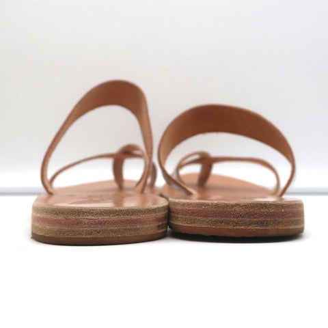 Ancient Greek Sandals Daphnae Slide Sandals Silver Metallic Leather Size 38